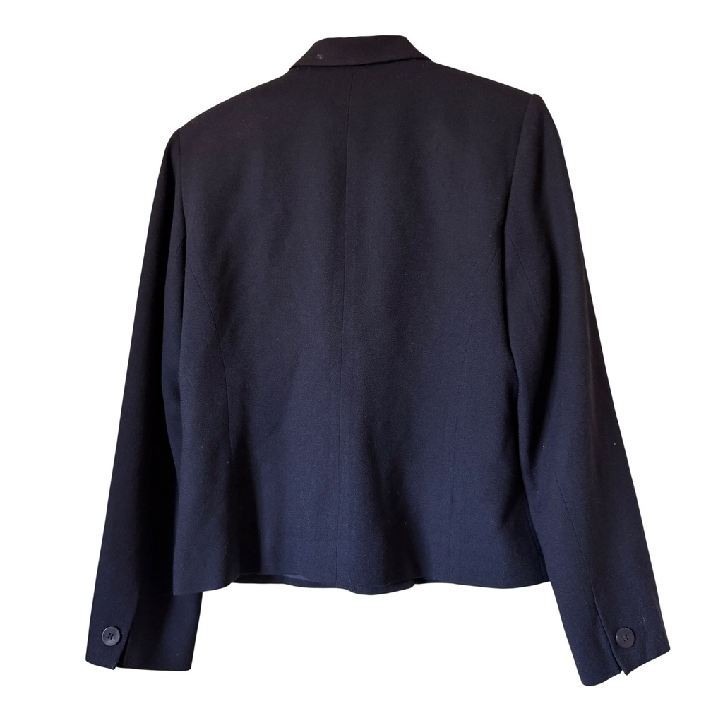 Chaus Blazer Jacket 100% Wool 10 Navy Blue Professional Career Office - Picture 2 of 5